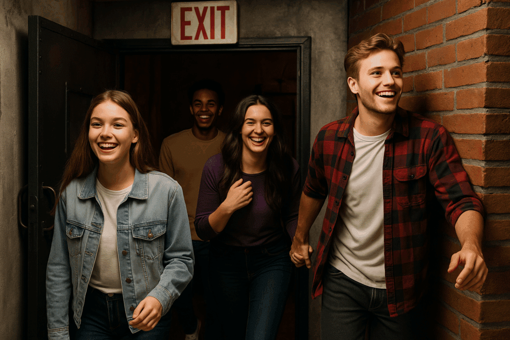 Jóvenes acabando una escape room