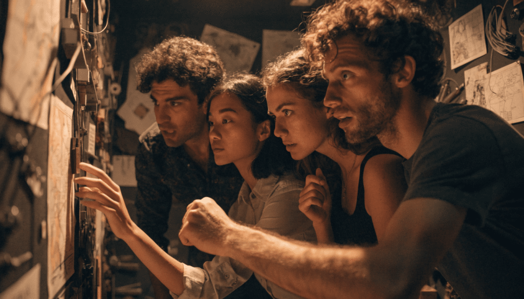 grupo de amigos haciendo escape room en Madrid