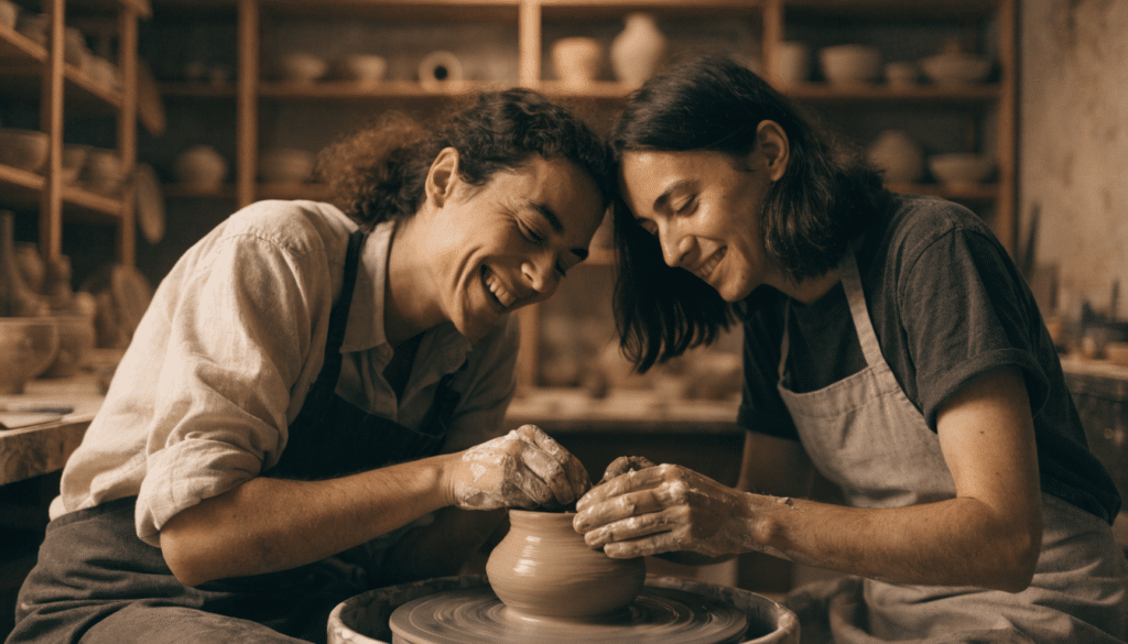 Pareja en un taller de cerámica en Madrid
